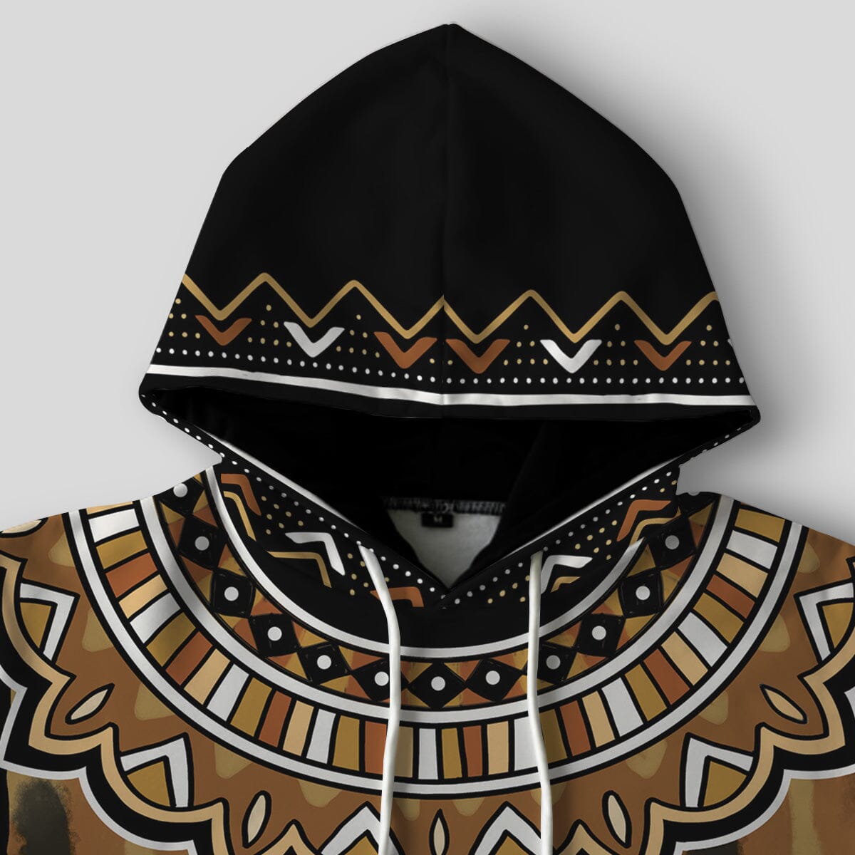 Printed Mud Cloth and Adinkra Symbol All-over Hoodie Hoodie Tianci 