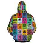 Multi Color Adinkra Symbols All-over Hoodie Hoodie Tianci 