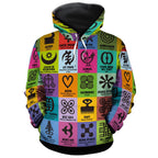 Multi Color Adinkra Symbols All-over Hoodie Hoodie Tianci Pullover S 