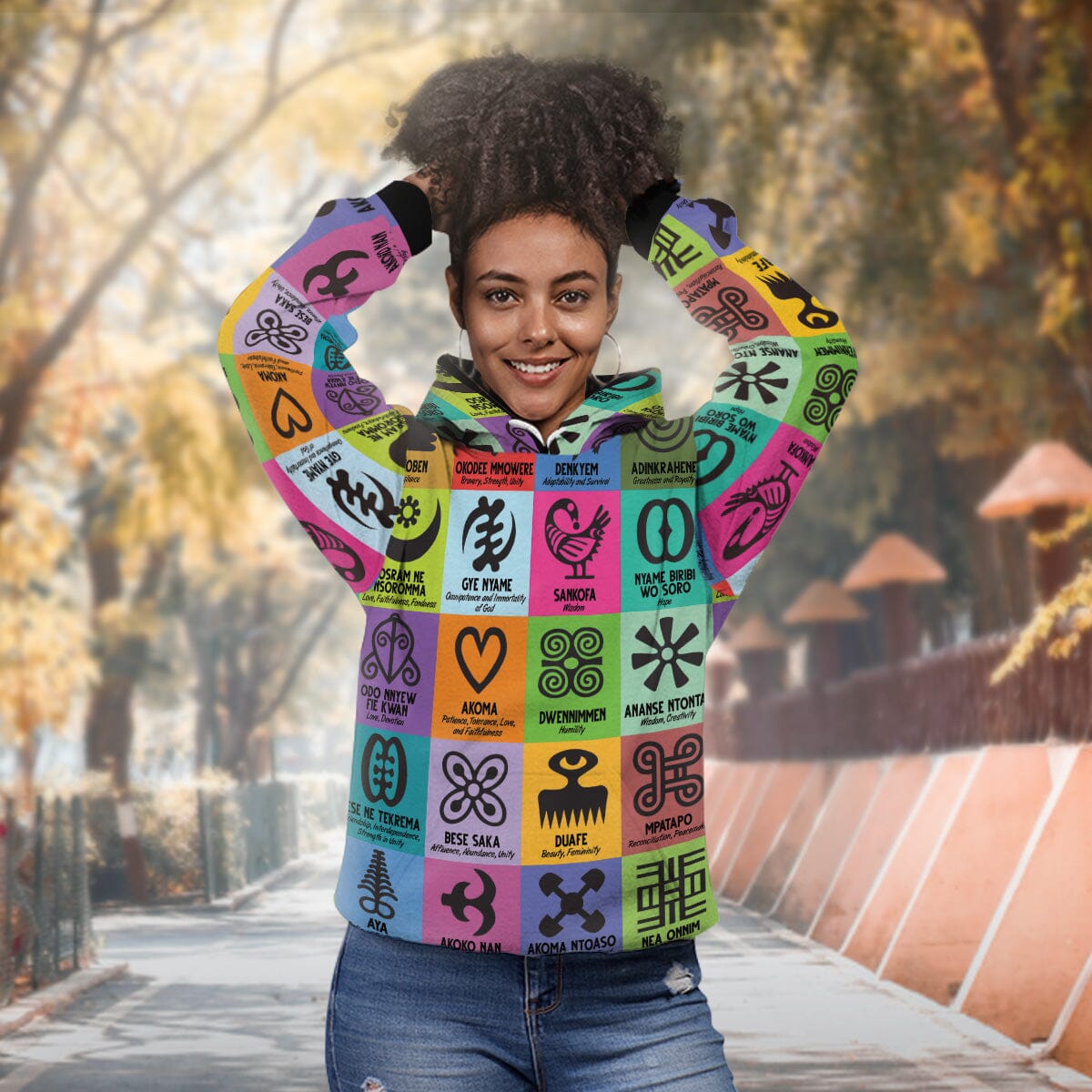 Multi Color Adinkra Symbols All-over Hoodie – Melaninful