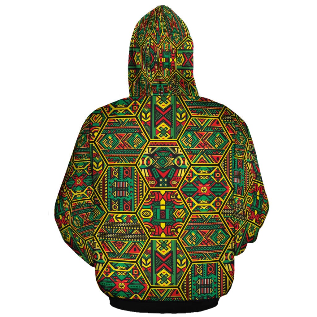 Hexagon African Patterns in Pan-African Colors All-over Hoodie Hoodie Tianci 