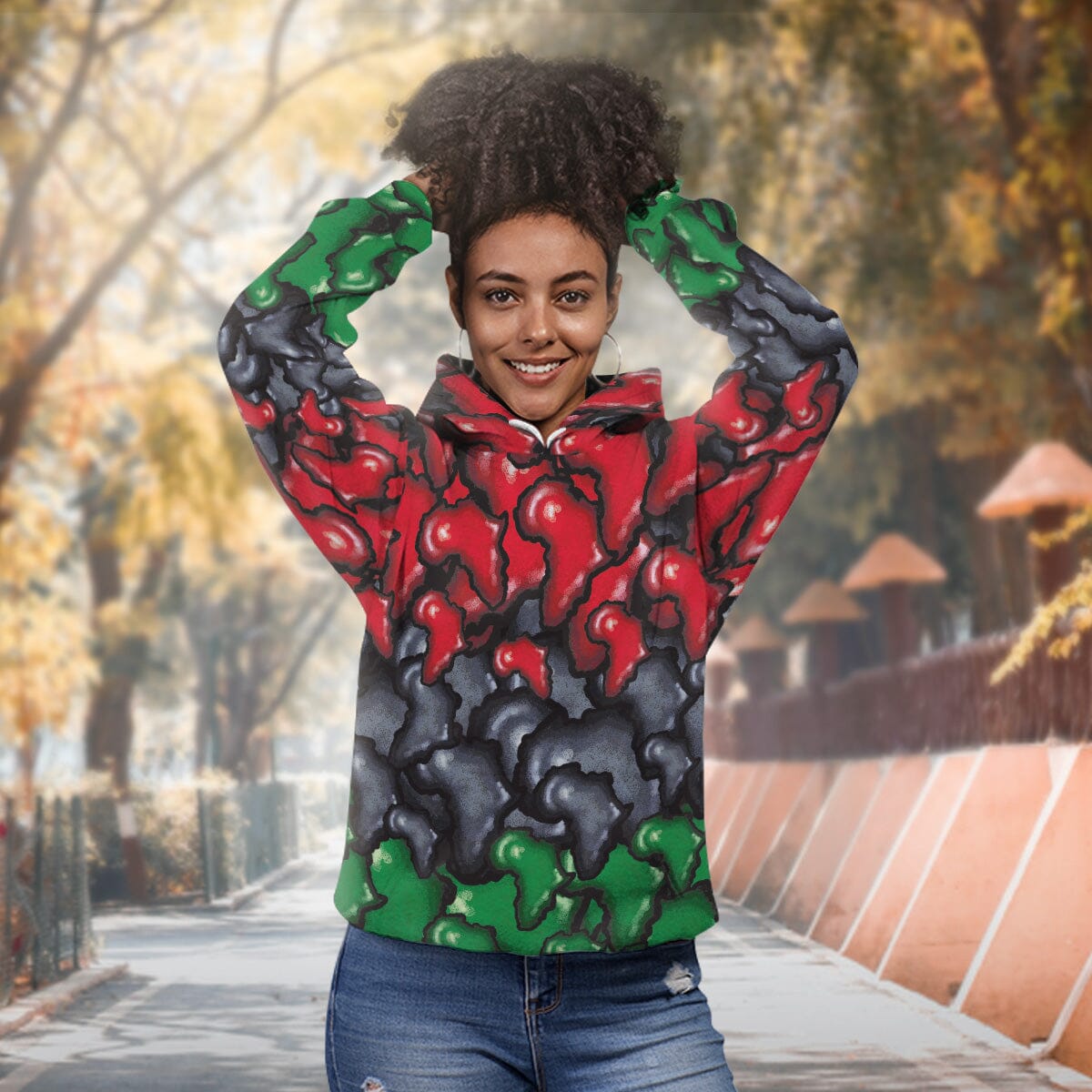 Africa-Shaped In Pan-African Colors All-over Hoodie Hoodie Tianci 