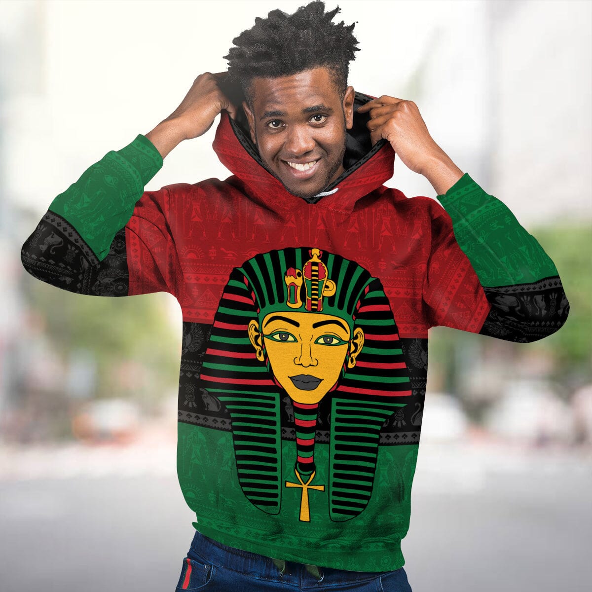Pharaoh In Pan-African Colors All-over Hoodie Hoodie Tianci 