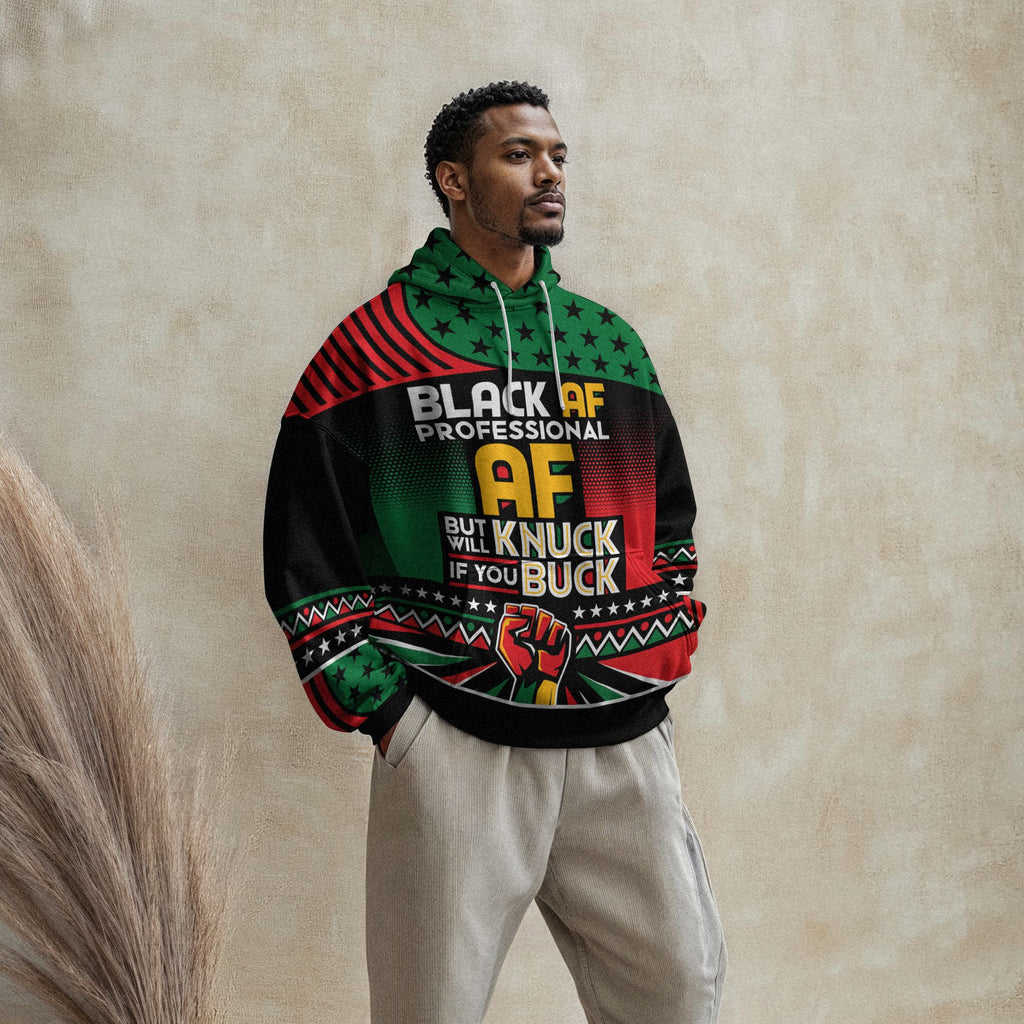 Black AF Professional AF But Will Knuck If You Buck All-over Hoodie Hoodie Tianci 