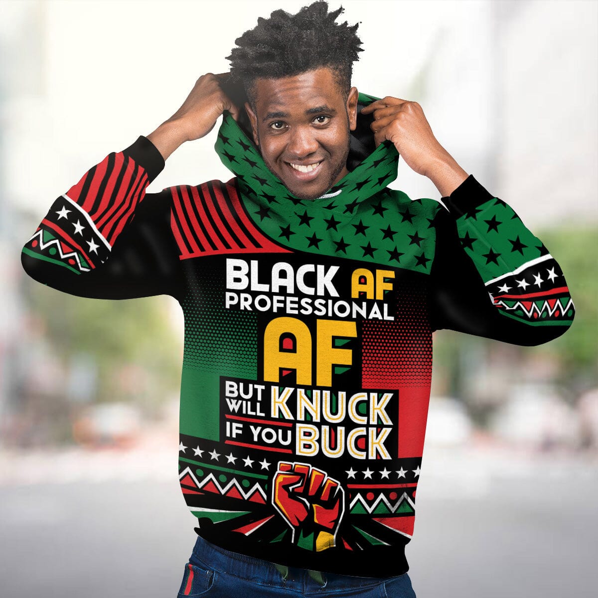 Black AF Professional AF But Will Knuck If You Buck All-over Hoodie Hoodie Tianci 