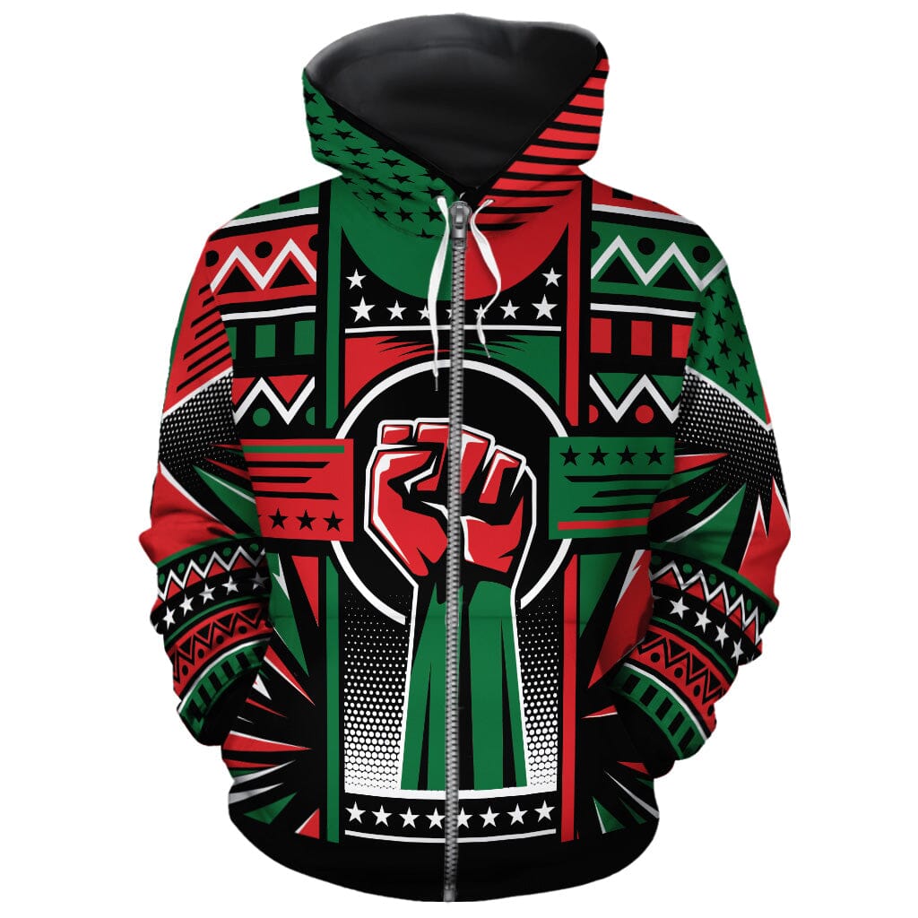 Power Fist And Patterns In Pan African Colors All-over Hoodie Hoodie Tianci Zip S 