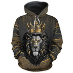 Black and Gold Lion All-over Hoodie Hoodie Tianci Pullover S 
