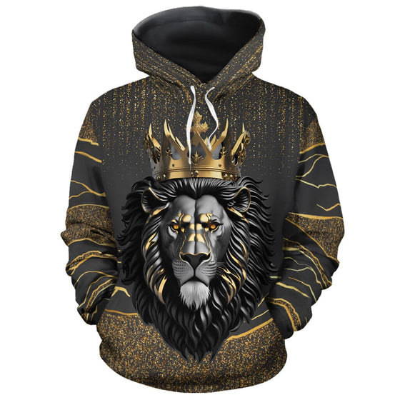 Black and Gold Lion All-over Hoodie Hoodie Tianci Pullover S 