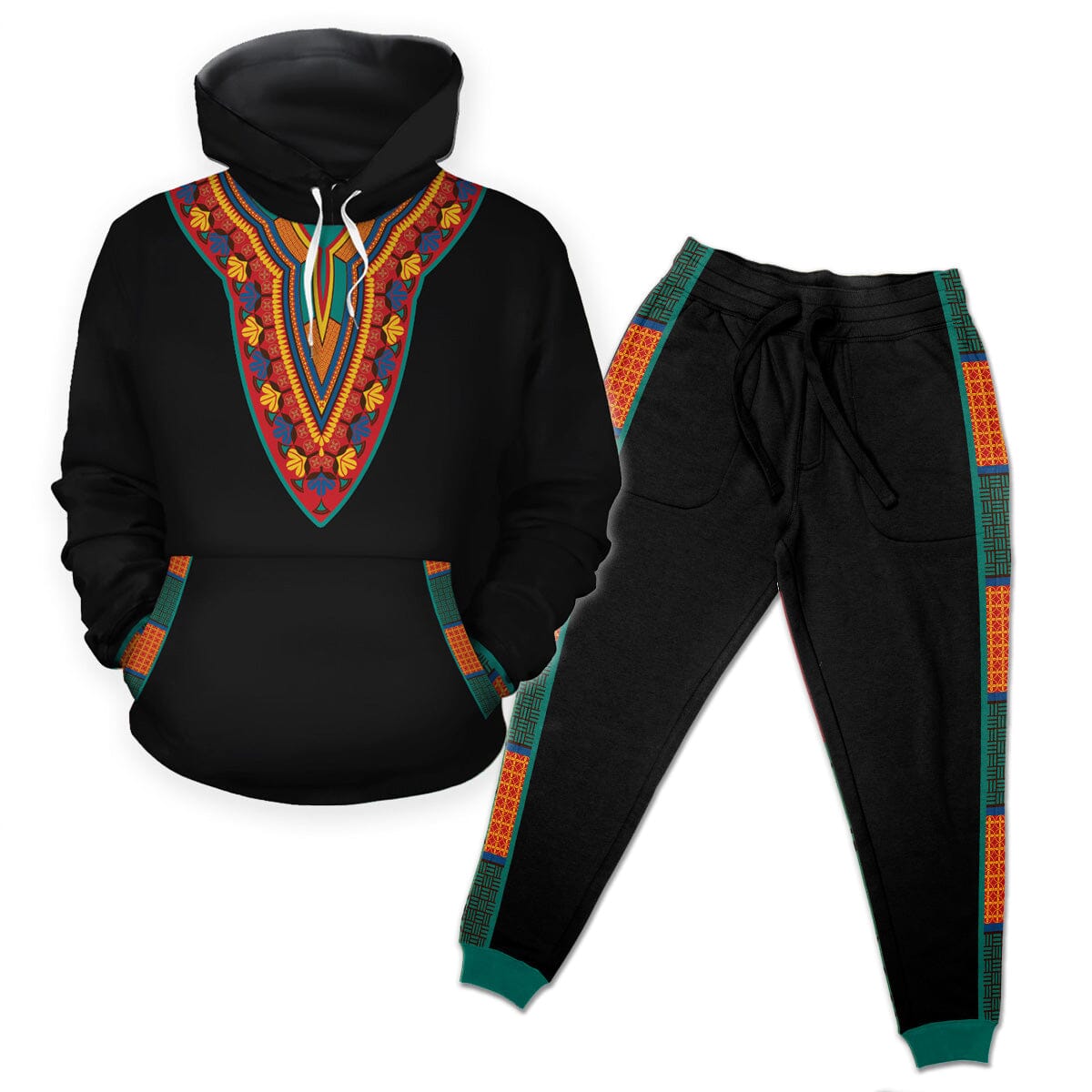 African-Inspired Patterns Printed All-over Hoodie And Joggers Set