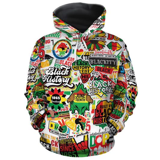 Juneteenth Stickers All-over Hoodie