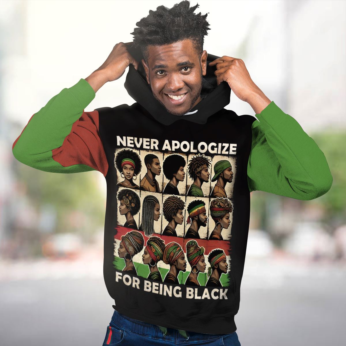 Never Apologize for Being Proudly Black All-over Hoodie Hoodie Tianci 