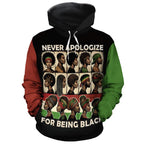 Never Apologize for Being Proudly Black All-over Hoodie Hoodie Tianci Pullover S 