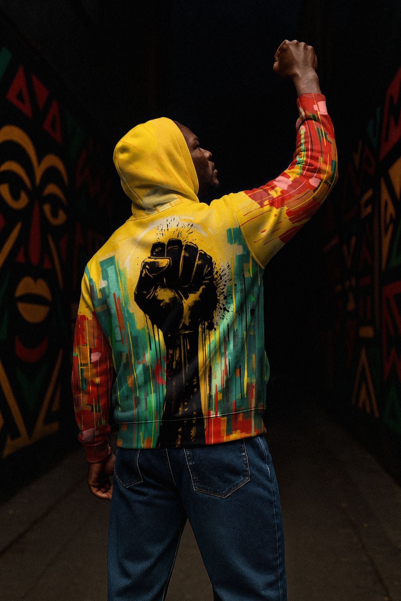 Black Power Fist Matte Art All-over Hoodie Hoodie Tianci 