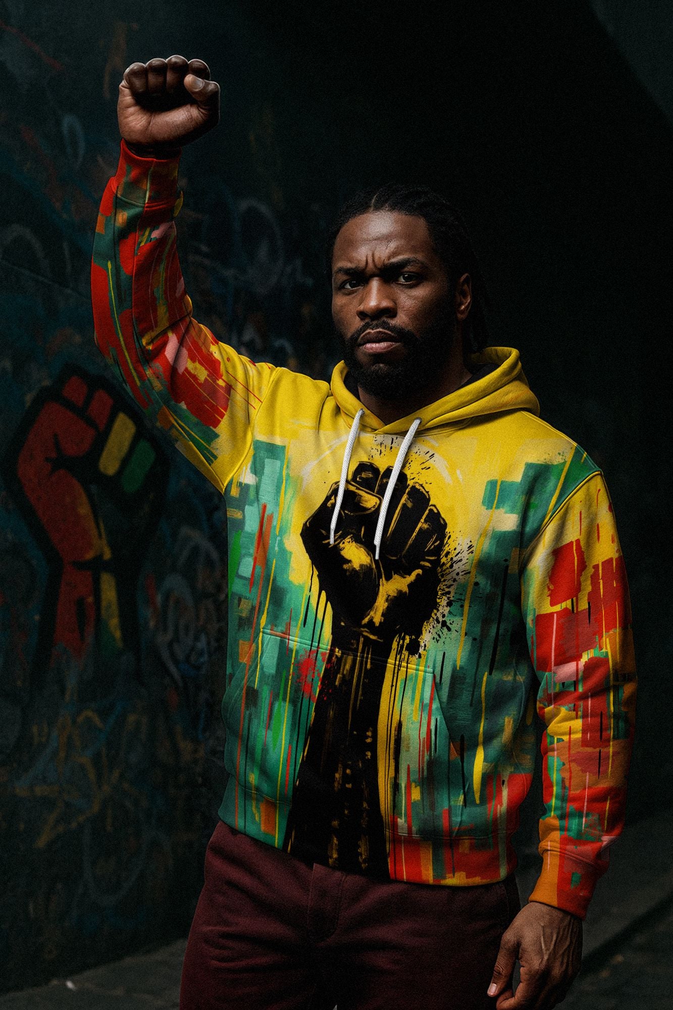 Black Power Fist Matte Art All-over Hoodie Hoodie Tianci 