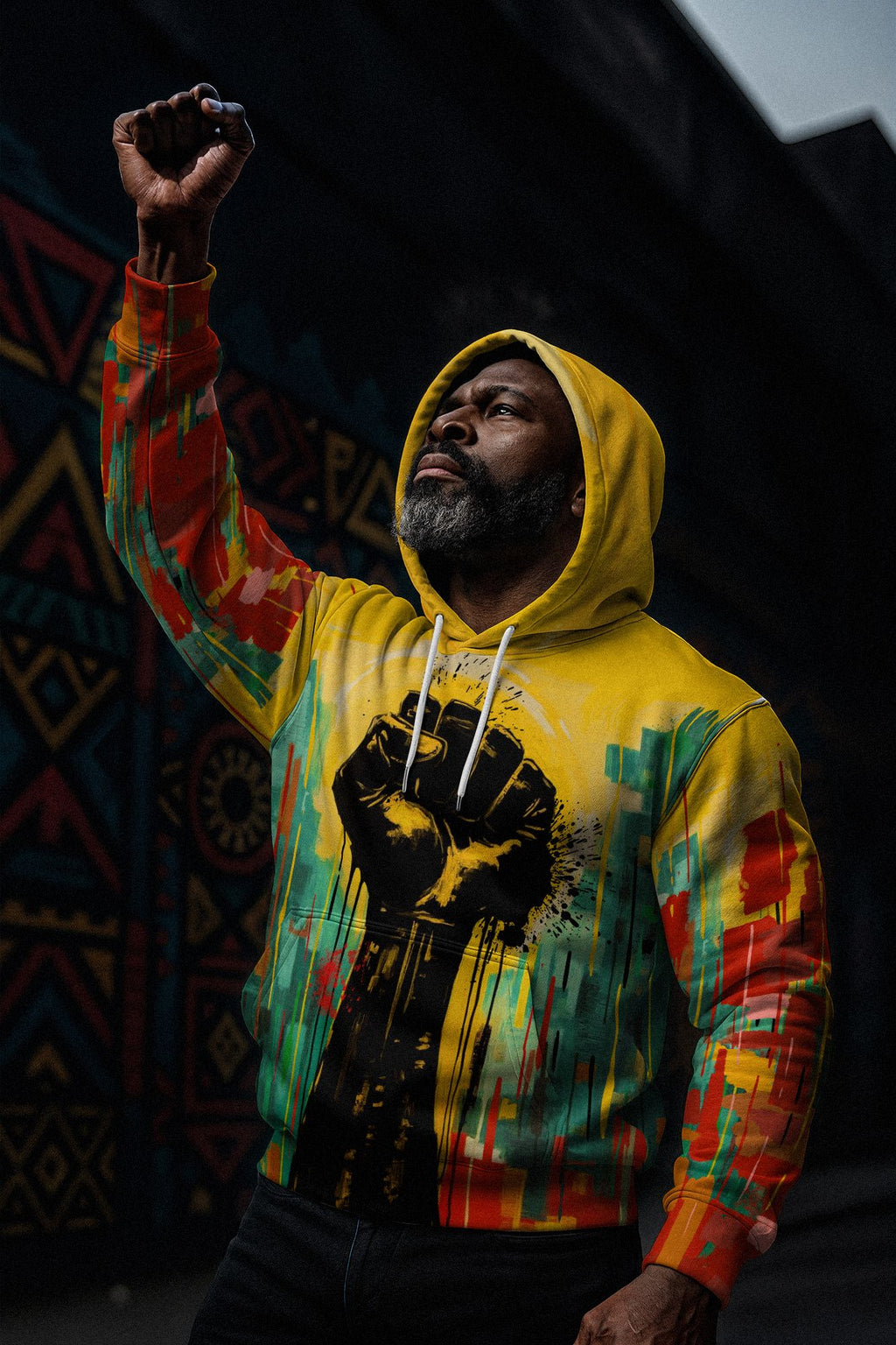 Black Power Fist Matte Art All-over Hoodie Hoodie Tianci 