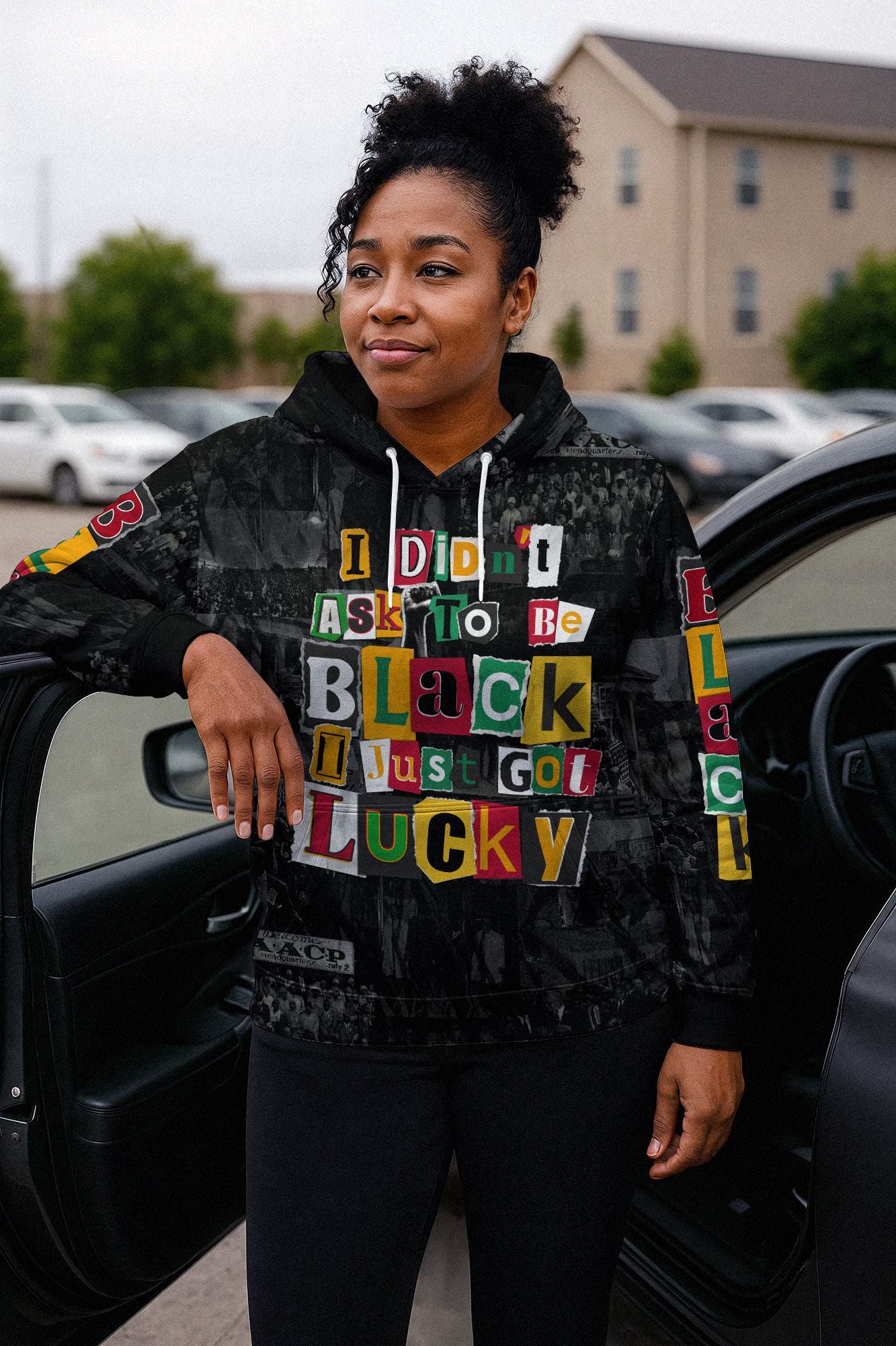 I Didn't Ask To Be Black I Just Got Lucky Magazine Cutout All-over Hoodie Hoodie Tianci 