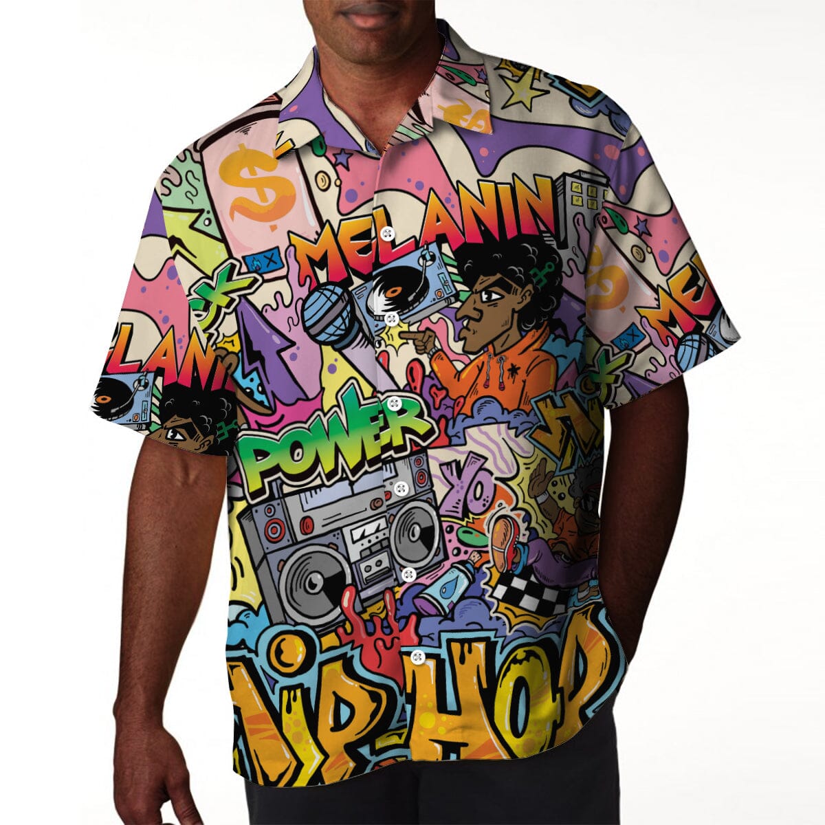 Hip Hop Graffiti Art Hawaiian Shirt and Shorts Set Hawaiian Shirt And Shorts Set Tianci 