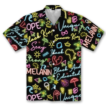 Dope Black King Neon Linen Hawaiian Shirt Hawaiian Shirt Tianci 