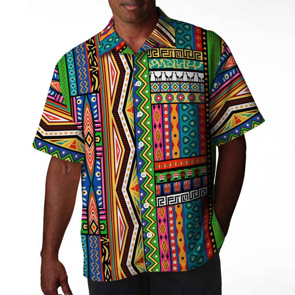 African Striped Patterns Linen Hawaiian Shirt Hawaiian Shirt Tianci 
