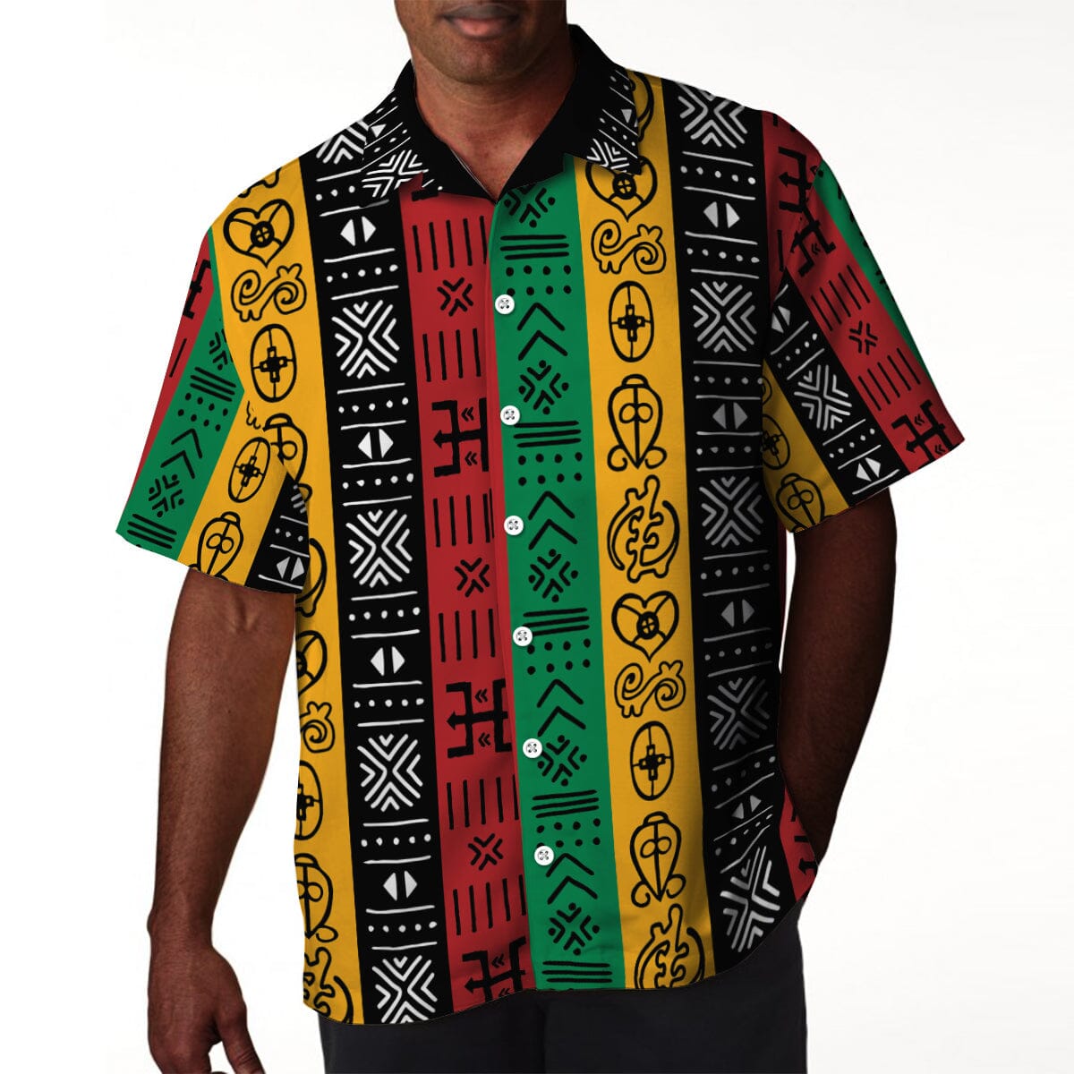 African Symbols In Pan-African Colors Linen Hawaiian Shirt Hawaiian Shirt Tianci 