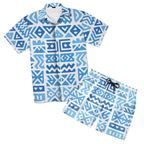 Sapphire Tribal Hawaiian Shirt and Shorts Set Hawaiian Shirt And Shorts Set Tianci 