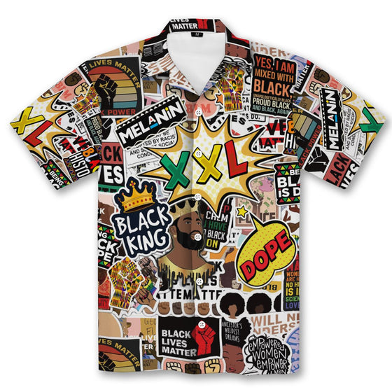 Black King's Time Stickers Hawaiian Shirt Hawaiian Shirt Tianci 