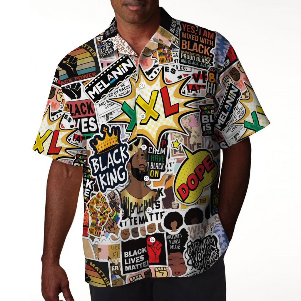 Black King's Time Stickers Hawaiian Shirt Hawaiian Shirt Tianci 