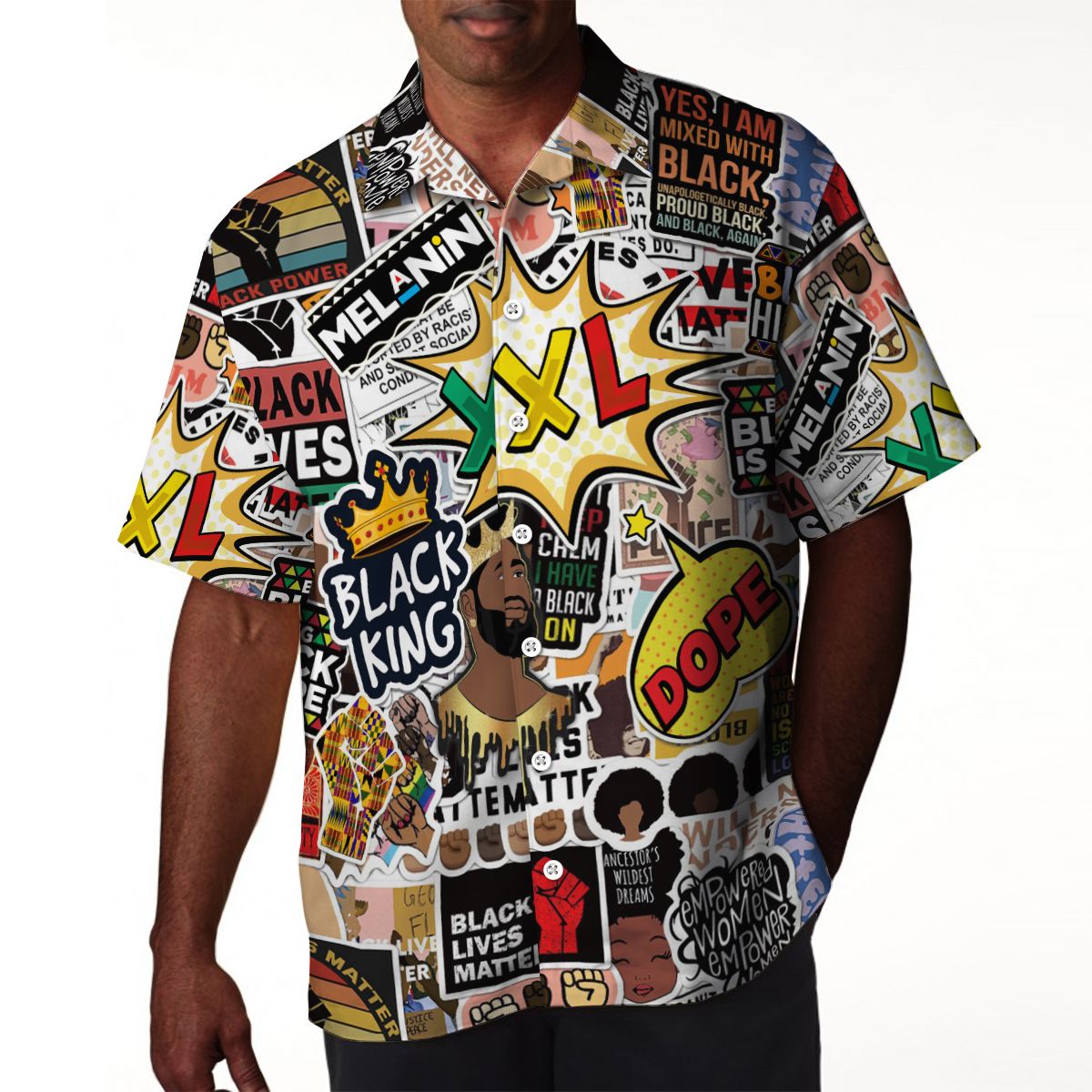 Black King's Time Stickers Hawaiian Shirt Hawaiian Shirt Tianci 
