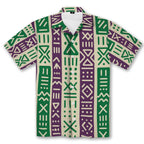 Purple and Green Mudcloth Hawaiian Shirt Hawaiian Shirt Tianci 