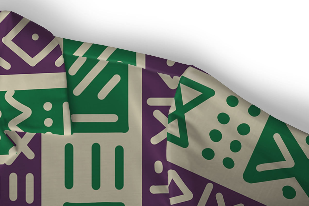 Purple and Green Mudcloth Hawaiian Shirt Hawaiian Shirt Tianci 