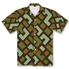 Earth Tones and Mint Green Kuba Pattern Hawaiian Shirt Hawaiian Shirt Tianci 