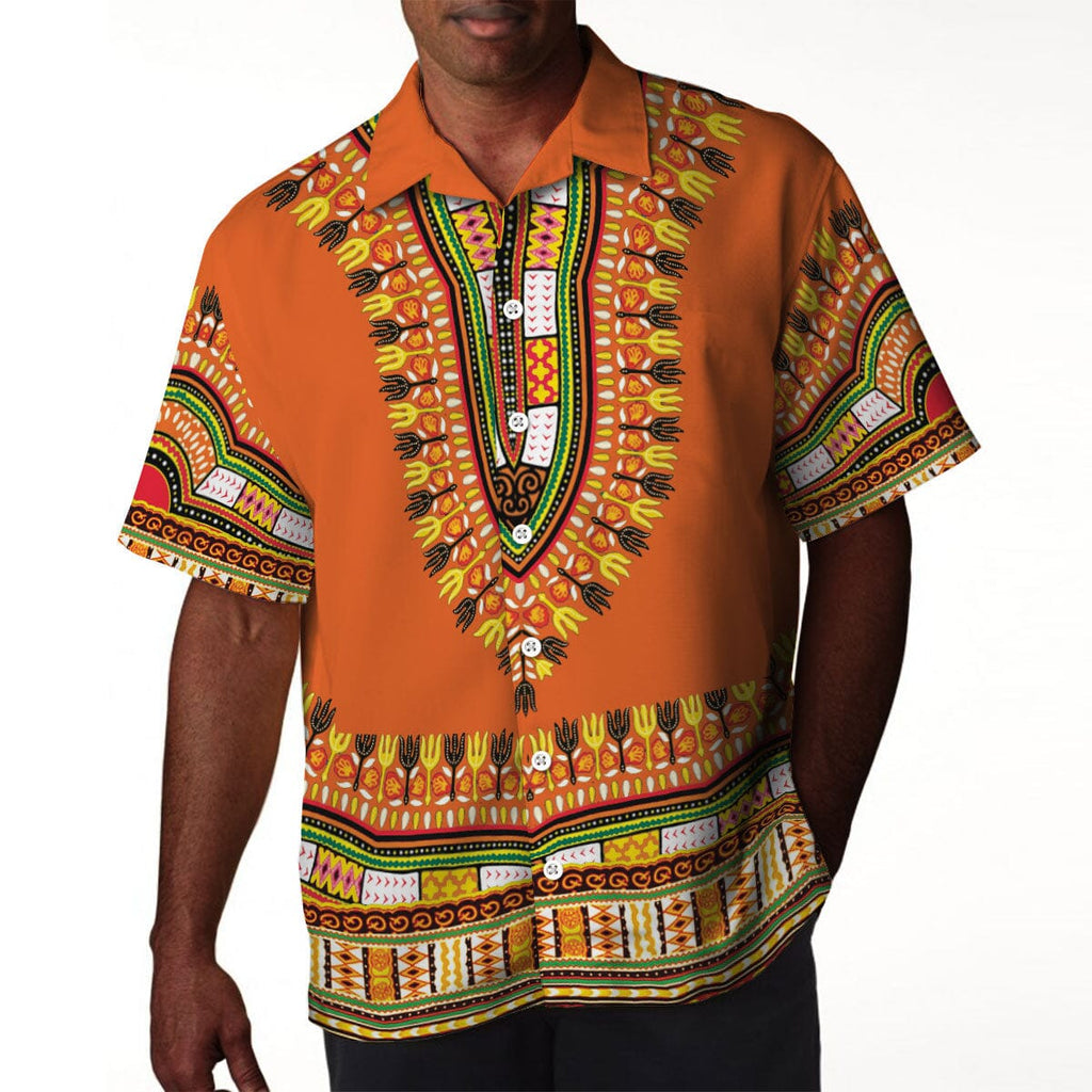 Printed Dashiki In Orange Hawaiian Shirt Hawaiian Shirt Tianci 
