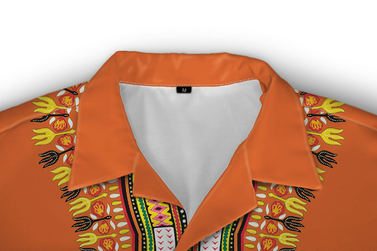 Printed Dashiki In Orange Hawaiian Shirt Hawaiian Shirt Tianci 
