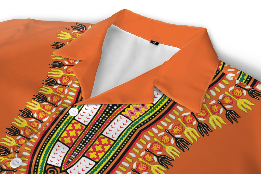 Printed Dashiki In Orange Hawaiian Shirt Hawaiian Shirt Tianci 