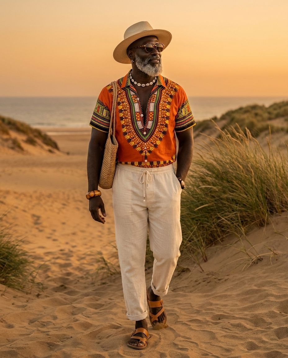 Printed Dashiki In Orange Hawaiian Shirt Hawaiian Shirt Tianci 