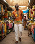Printed Dashiki In Orange Hawaiian Shirt Hawaiian Shirt Tianci 