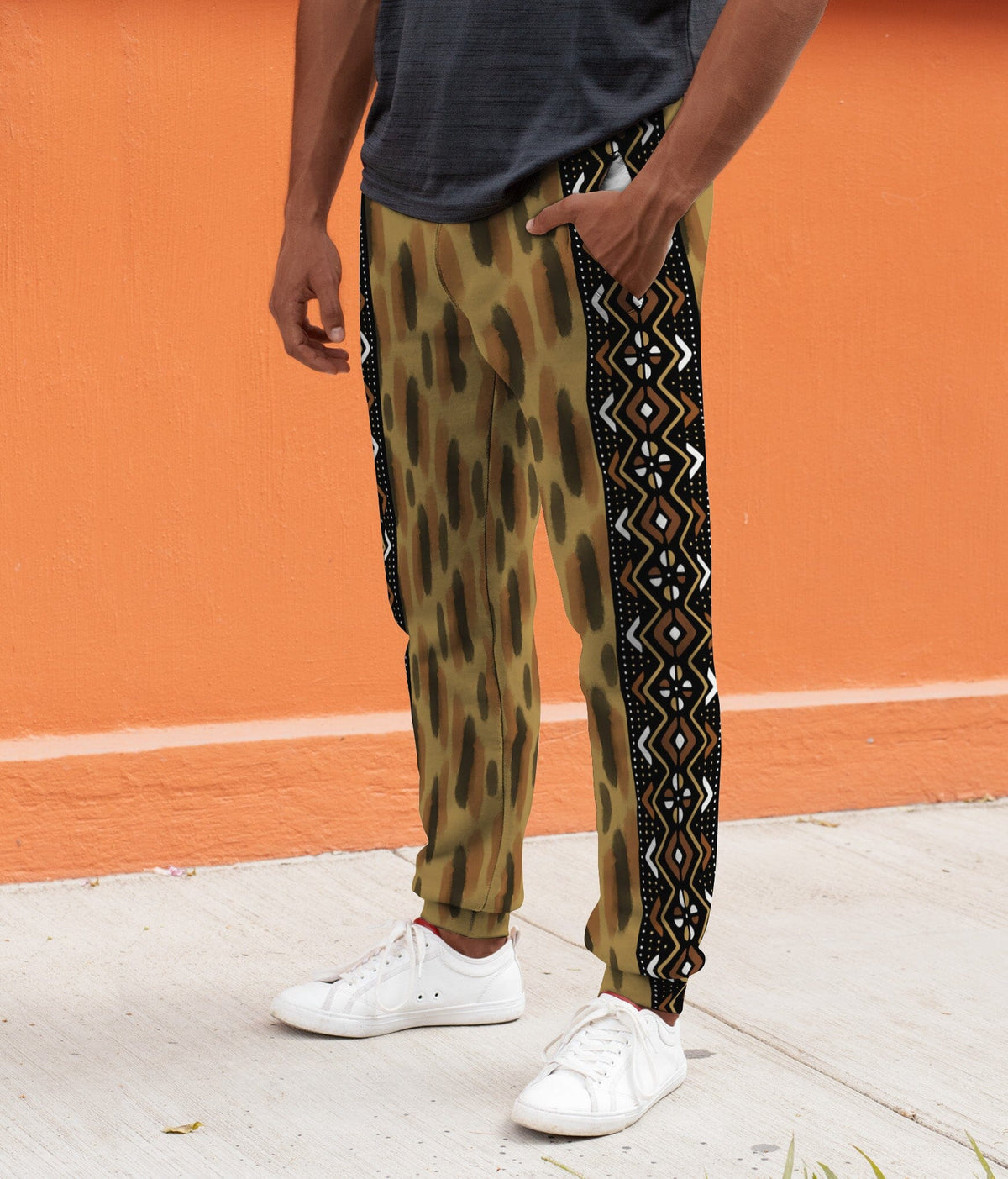 Printed Mud Cloth and Adinkra Symbol Joggers Joggers Tianci 