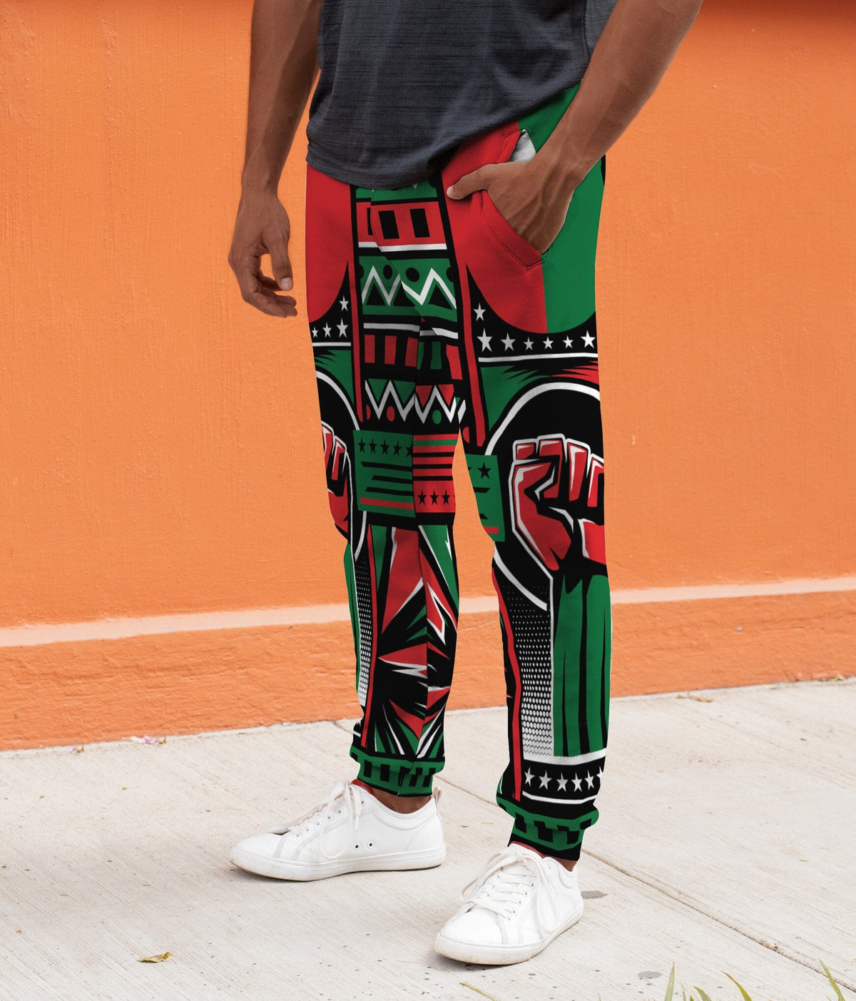 Power Fist And Patterns In Pan African Colors Joggers Joggers Tianci 