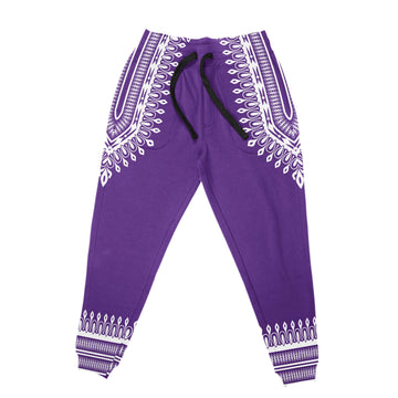 White & Purple Dashiki Pattern Joggers