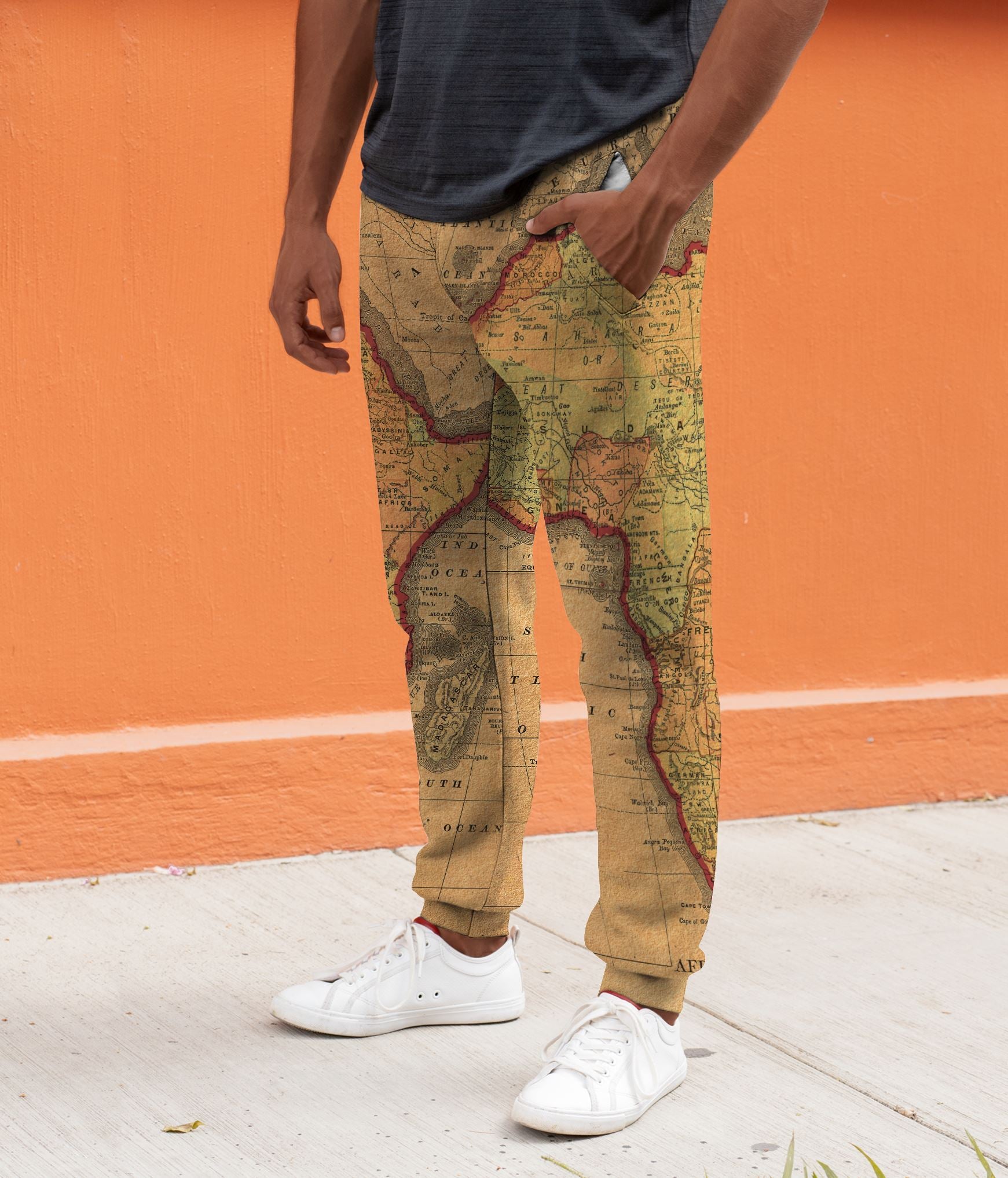 Vintage Africa Map Joggers Joggers Tianci 