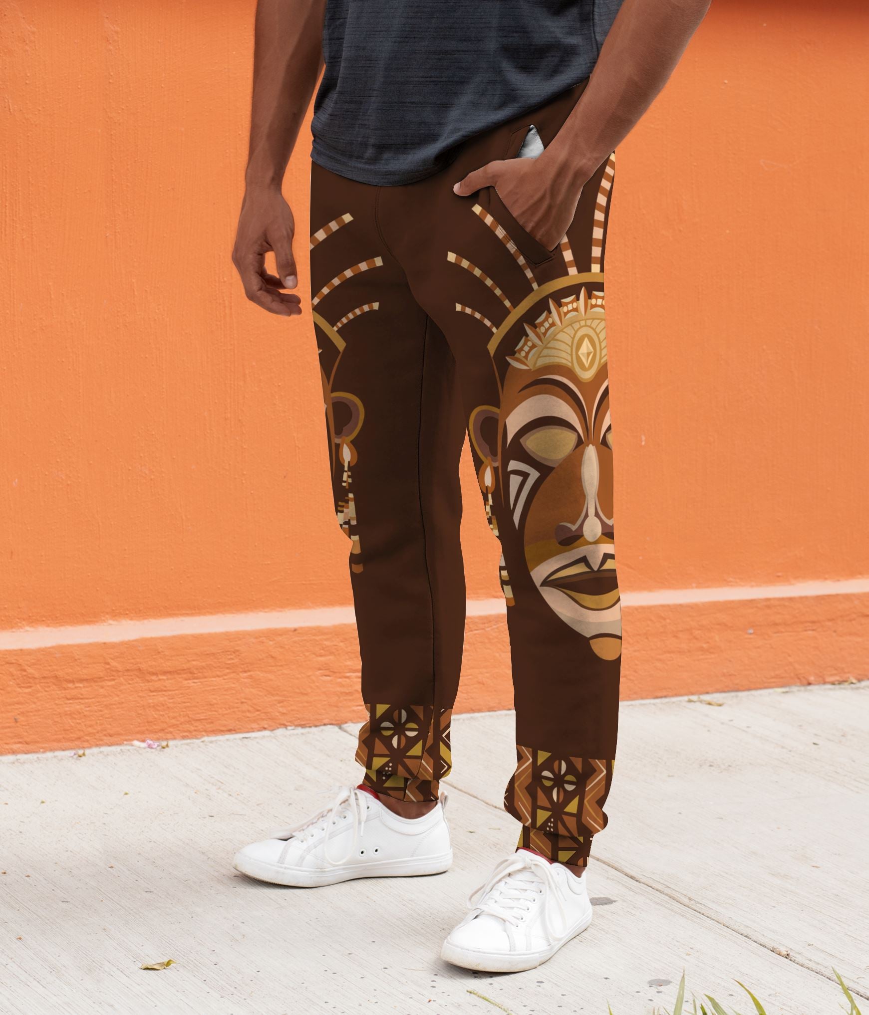 African Mask Printed Mudcloth Joggers Joggers Tianci 