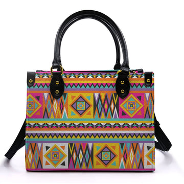 Colorful Ankara Pattern Leather Handbag Leather Handbag Highcommerce 