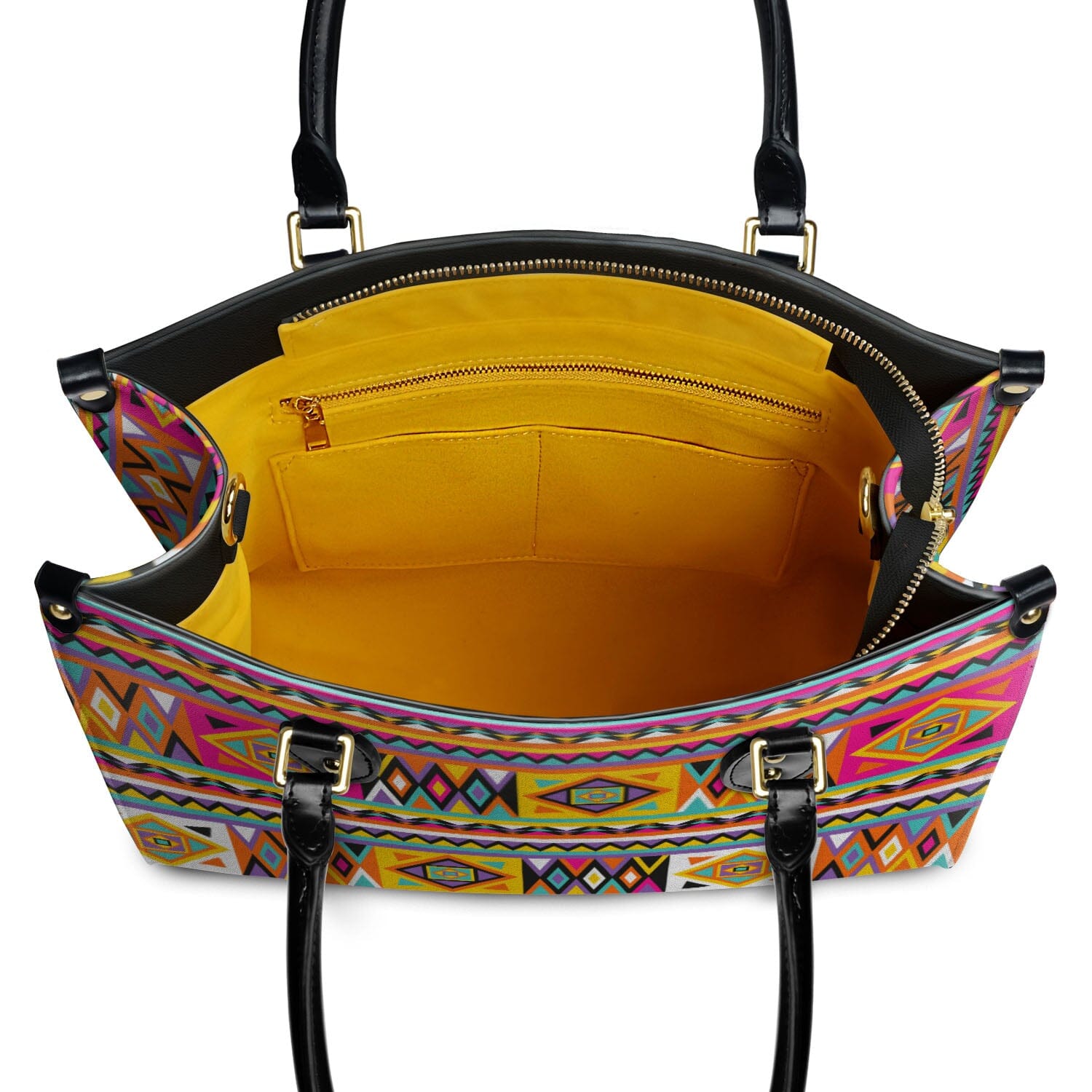 Colorful Ankara Pattern Leather Handbag Leather Handbag Highcommerce 