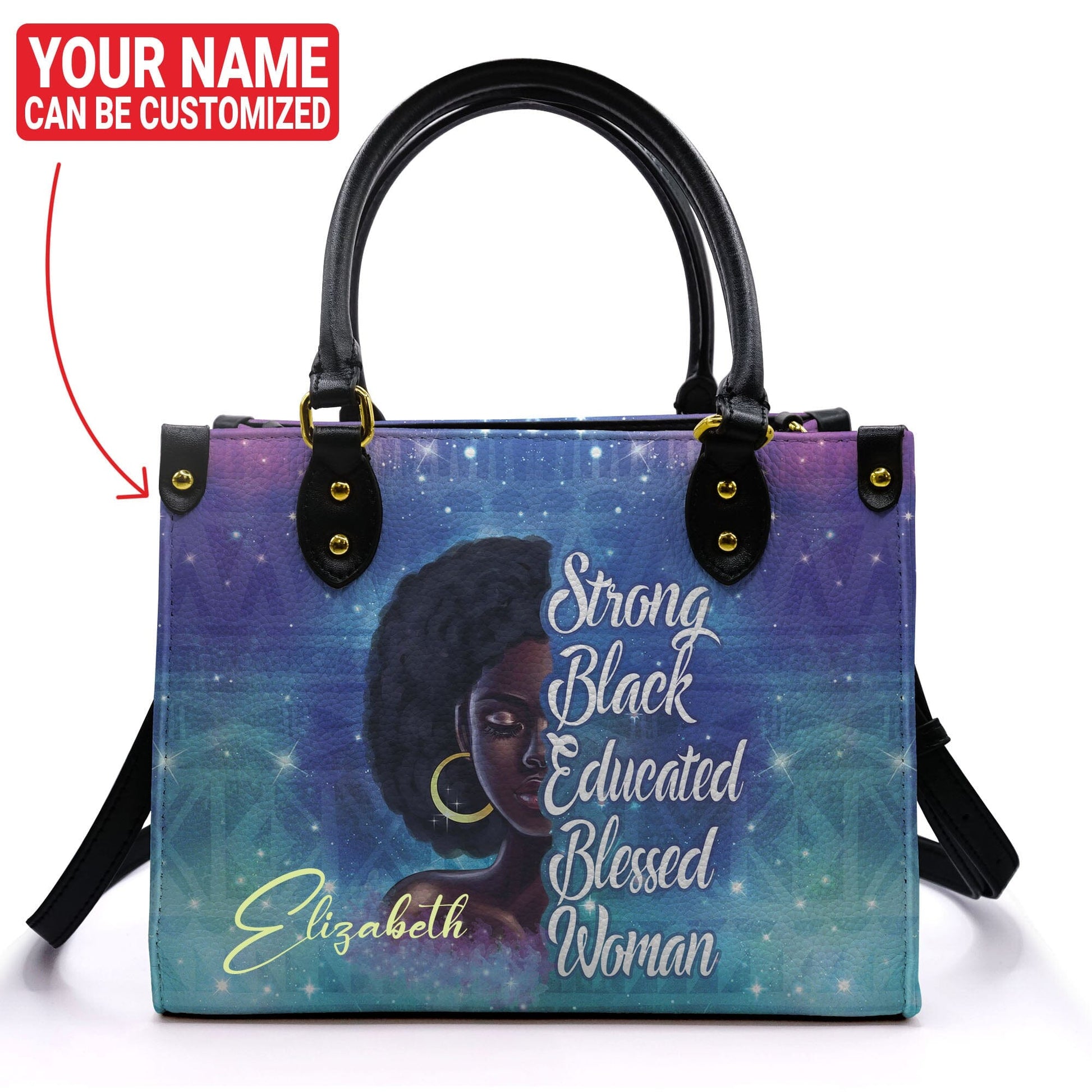 Personalized Strong Black Educated Blessed Leather Handbag Leather Handbag Highcommerce 