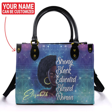 Personalized Strong Black Educated Blessed Leather Handbag Leather Handbag Highcommerce 