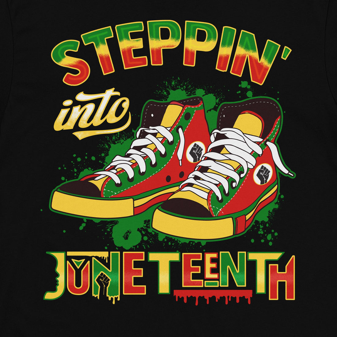 Steppin' Into Juneteenth T-shirt Apparel Gearment Premium - Heavyweight & Vintage Black S