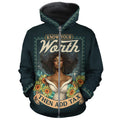 Know Your Worth Then Add Tax All-over Hoodie Hoodie Tianci Zip S 