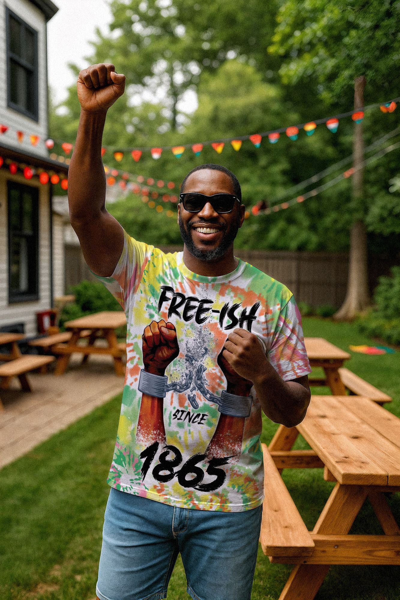 Free-Ish Since 1865 Tie Dye T-shirt AOP Tee Tianci 