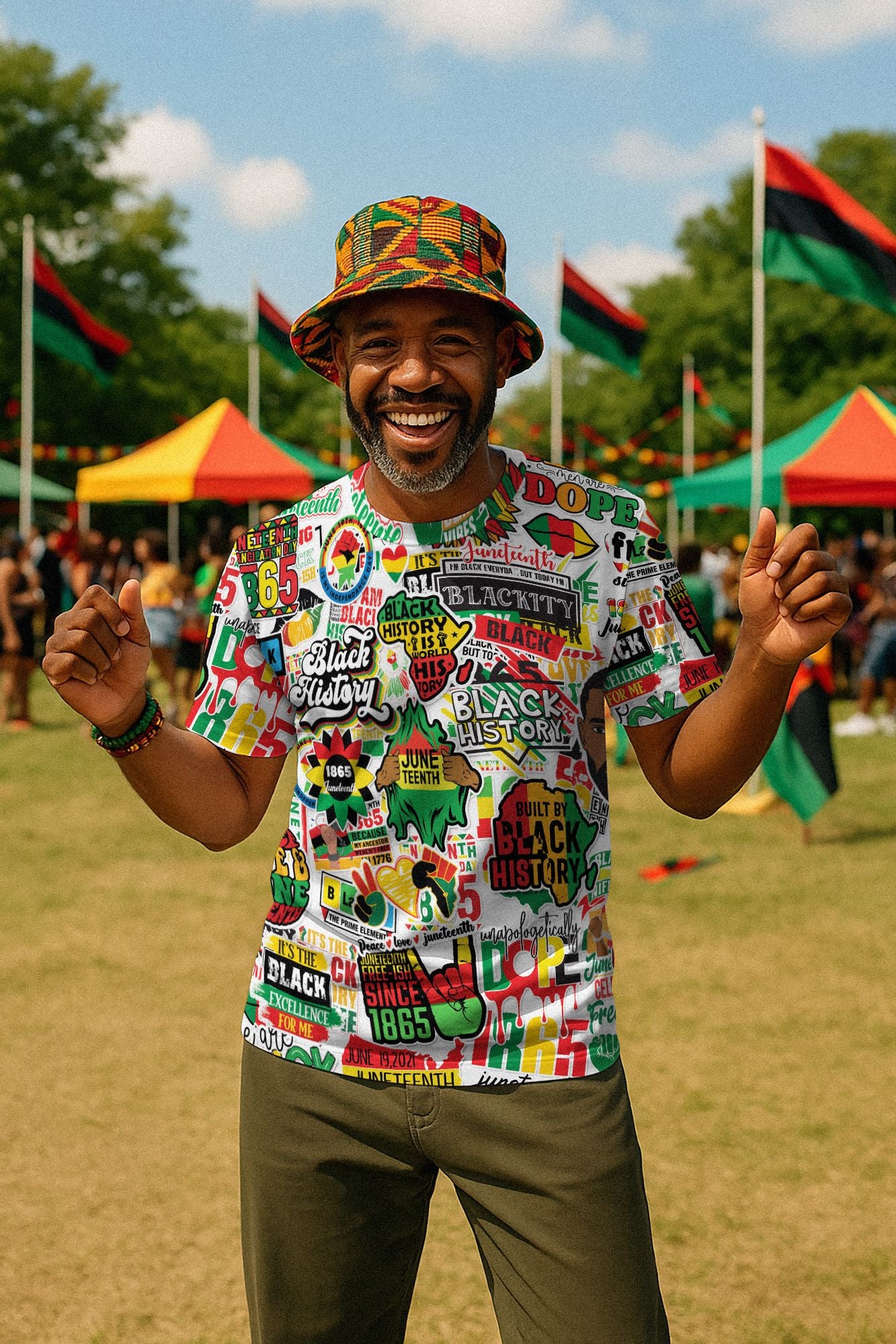 Juneteenth Stickers T-shirt AOP Tee Tianci 