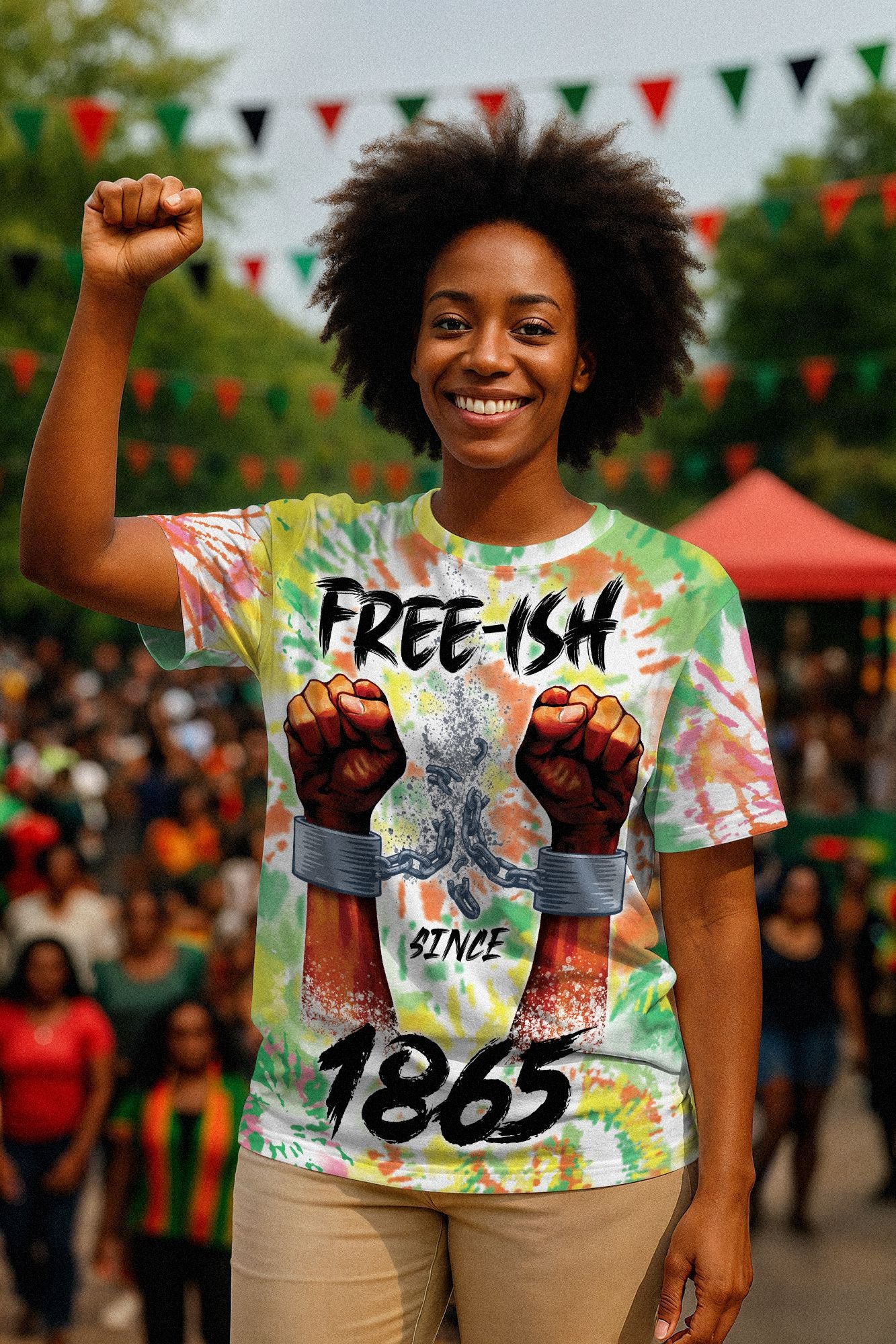 Free-Ish Since 1865 Tie Dye T-shirt AOP Tee Tianci 